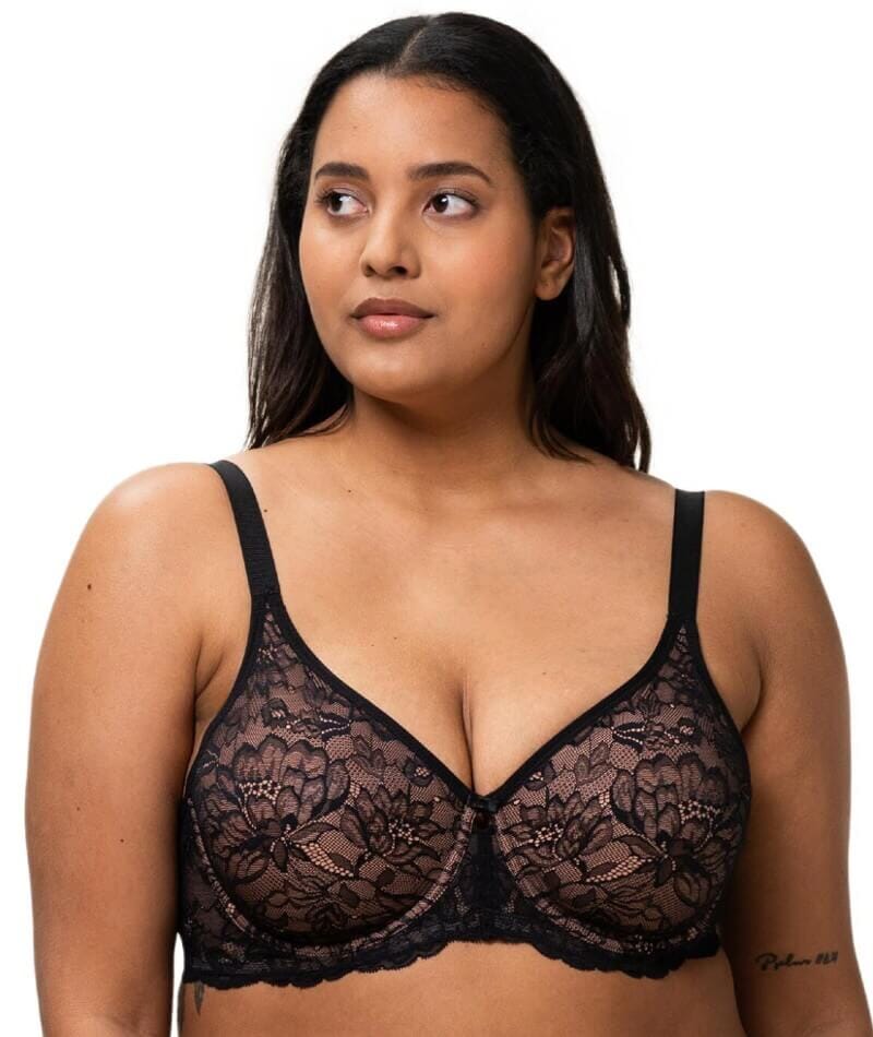 Women's Sheer Sexy Lace Bra Non Padded Underwire Support Plus Size