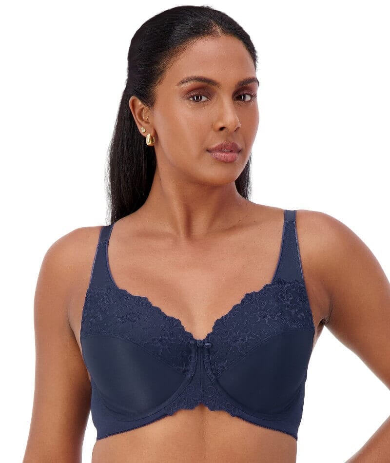 Triumph Embroidered Minimizer Bra - Deep Cobalt - Curvy Bras