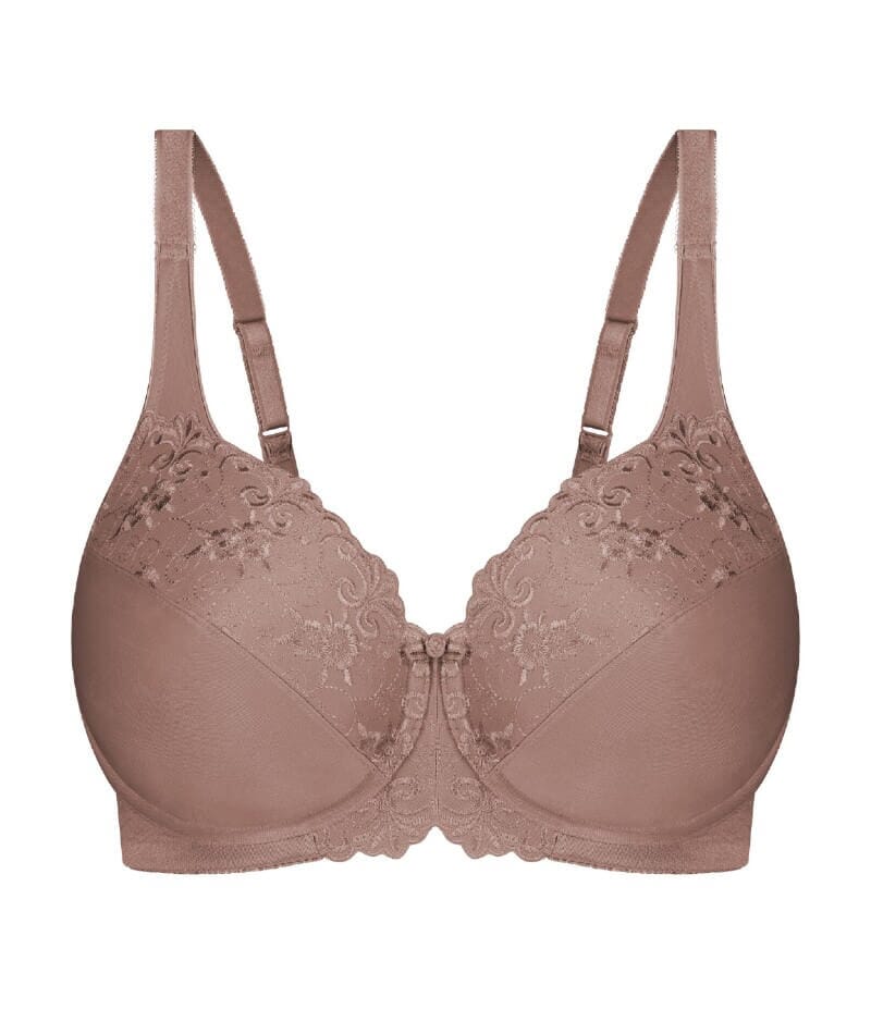 Triumph Embroidered Minimizer Bra - Chocolate Mouse Bras
