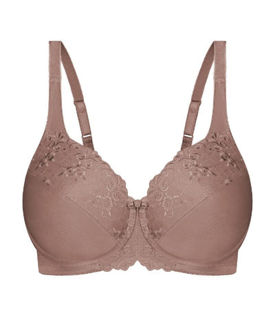 Triumph Embroidered Minimizer Bra - Chocolate Mouse Bras