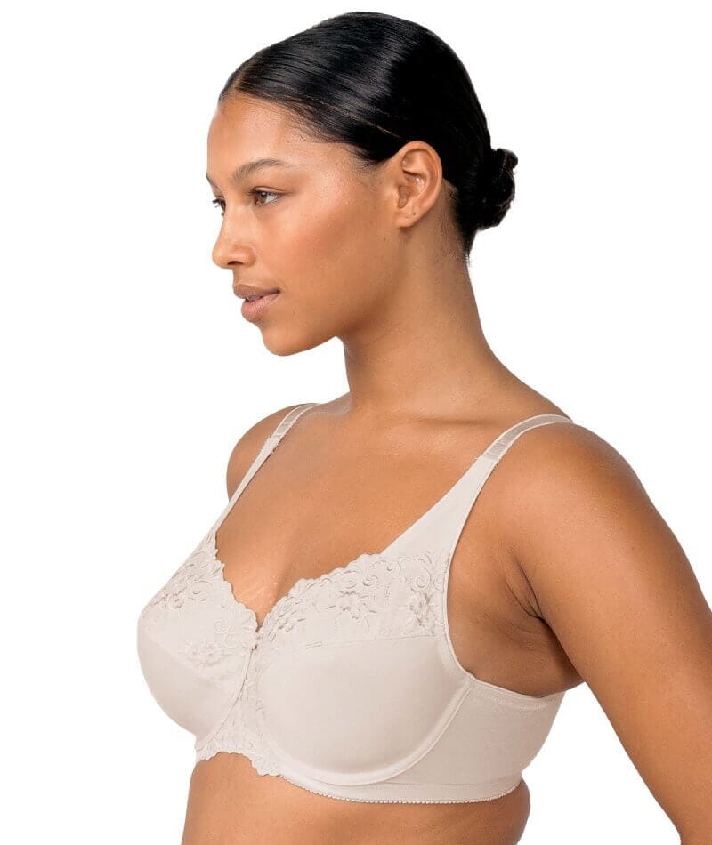 Triumph Embroidered Minimizer Bra - Fawn - Curvy Bras