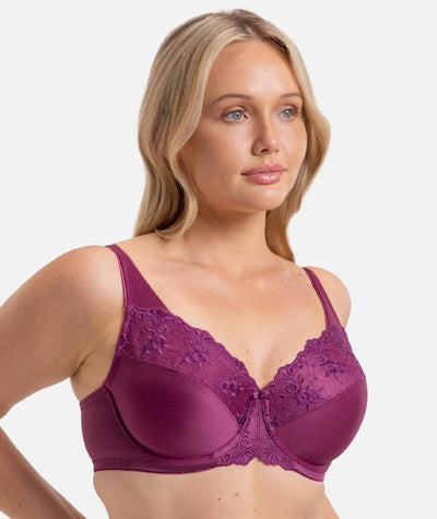Triumph Embroidered Minimizer Bra - Flower Purple