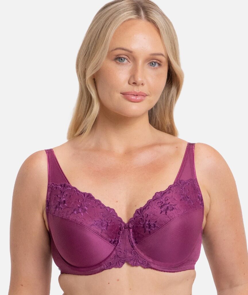 Triumph Embroidered Minimizer Bra - Flower Purple