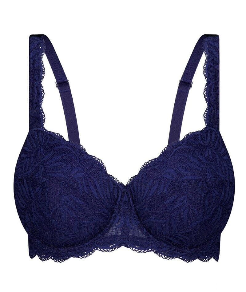 Bras Underwire Push-Up Bralettes Lace Dark Blue 42D