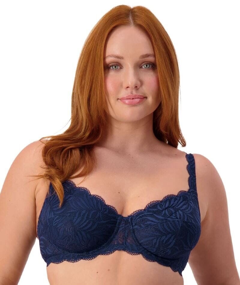 Triumph Essential Lace Balconette Bra - Navy Blue - Curvy Bras