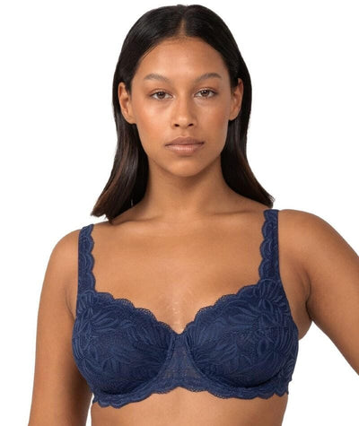 Navy Blue Lace Non-Wired Non Padded Sheer Bralette
