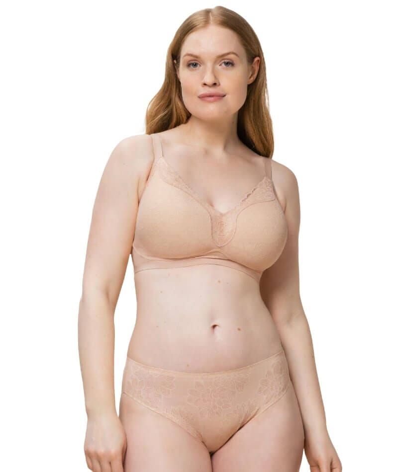 Triumph Fit Smart Plunge Padded Wire-free Bra - Light Brown - Curvy Bras