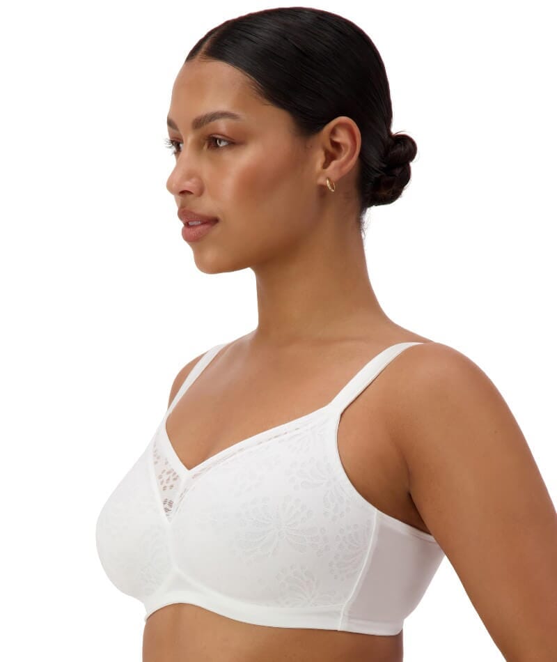 Triumph Lacy Minimiser Wire-free Bra - White - Curvy Bras