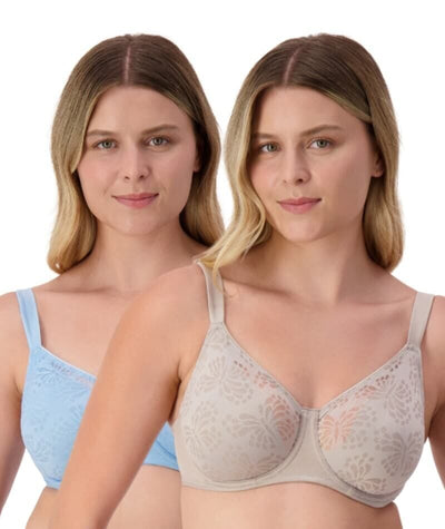 Triumph Lacy Minimizer 2 Pack Bra - Blue Sea/Rhino Grey Bras