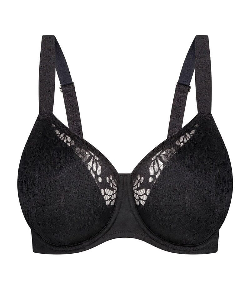 Triumph Lacy Minimizer Bra - Black - Curvy Bras