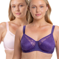 Triumph Lacy Minimizer 2 Pack Bra - Pink/Prussian Blue