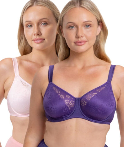 Triumph Lacy Minimizer 2 Pack Bra - Pink/Prussian Blue