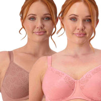 Triumph Lacy Minimizer 2 Pack Bra - Toasted Almond\Cherry Rose