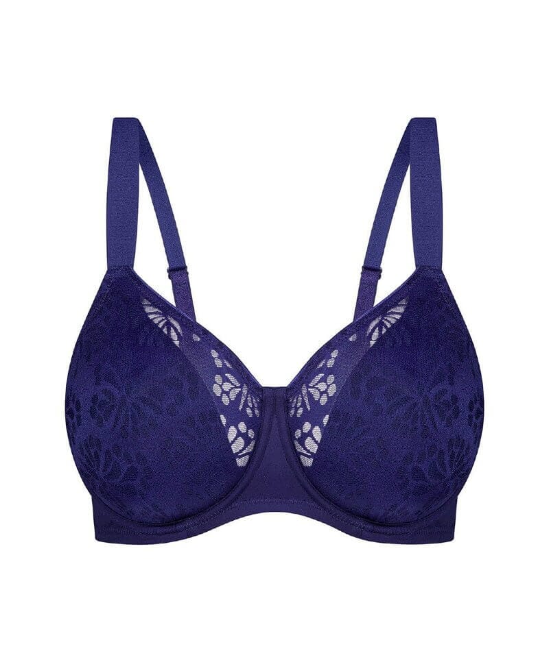 Triumph Lacy Minimizer Bra - True Navy - Curvy Bras