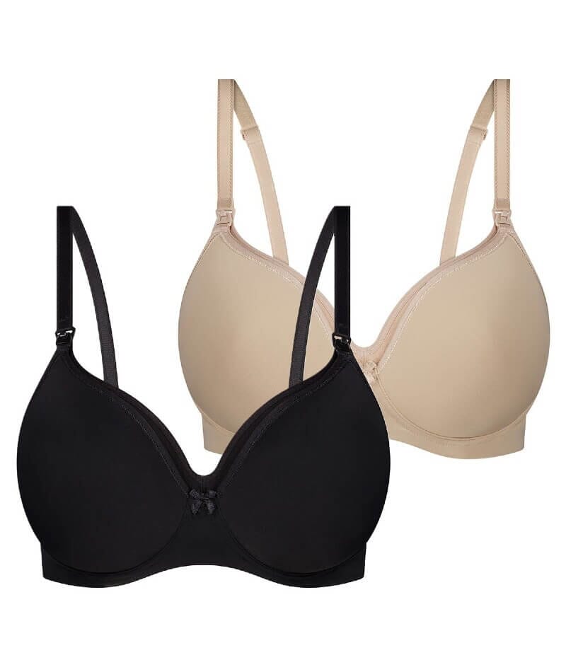 Triumph Mamabel Smooth Wire-free Maternity Bra 2 Pack - Black/Nude Bras