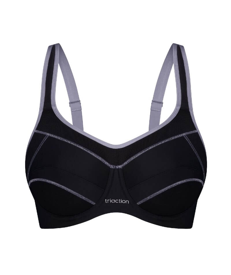 Triumph Triaction Performance Sports Bra - Black / Silver Bras