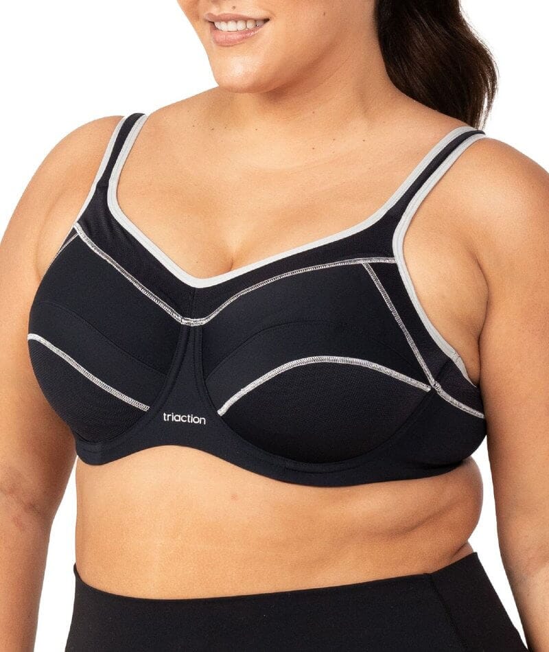 Triumph Triaction Performance Sports Bra - Black / Silver Bras