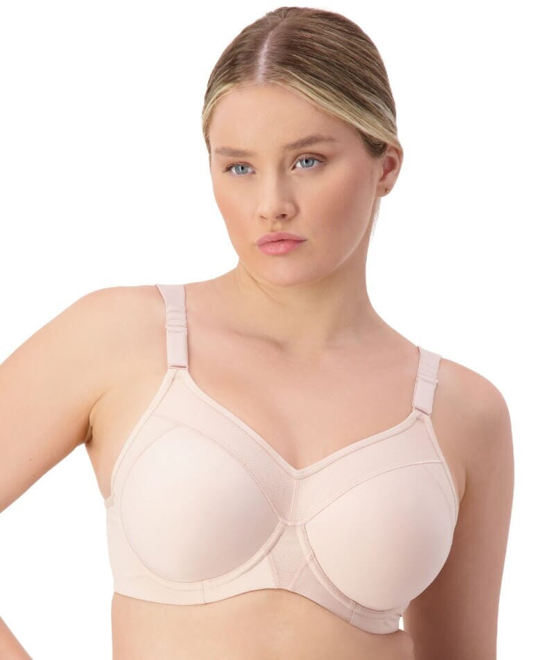 Triumph Triaction Ultra Underwired Padded Sports Bra - Fig Pink - Curvy Bras