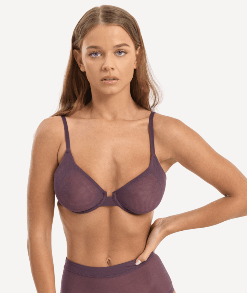 Nala Mesh Underwire Bra - Mulberry