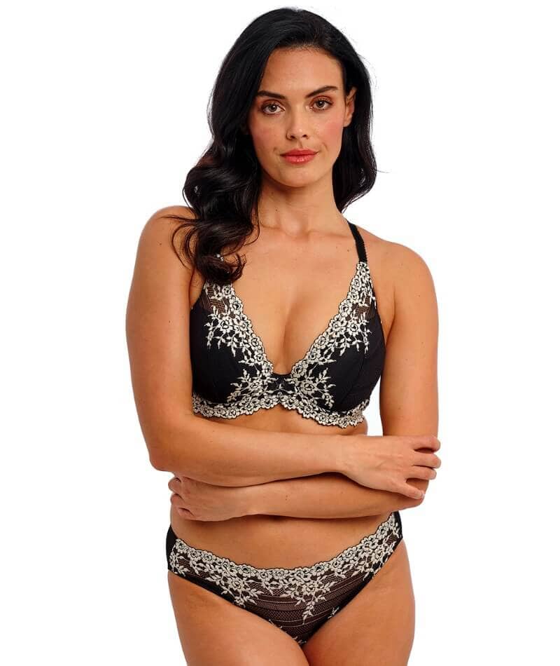 Wacoal Embrace Lace Plunge Underwire Bra - Black Bras 