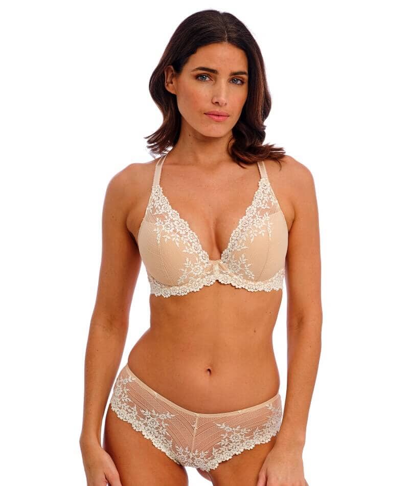 Wacoal Embrace Lace Plunge Underwire Bra - Naturally Nude / Ivory Bras 