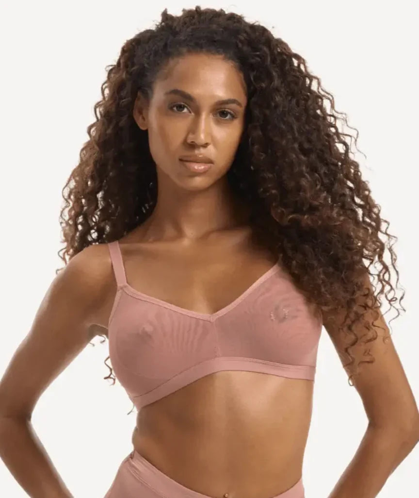 Nala Mesh Comfort Wirefree Bralette - Desert Dust
