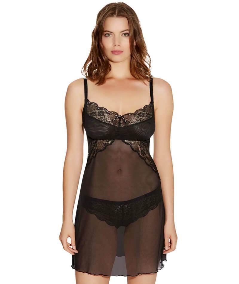 Freya Fancies D-G Cup Sheer Chemise Dress - Black - Curvy Bras Freya Fancies D-G Cup Sheer Chemise Dress - Black - Curvy Bras