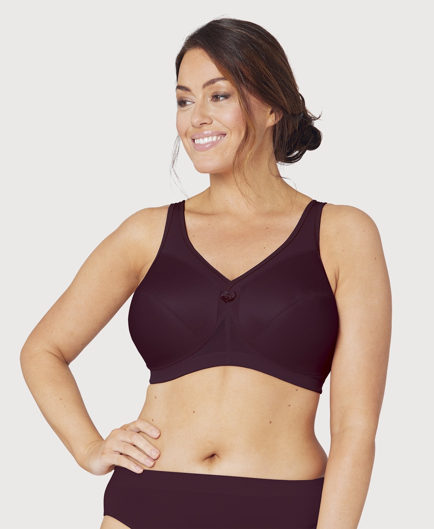 Glamorise MagicLift Active Wire free Support Bra Wine Curvy Bras