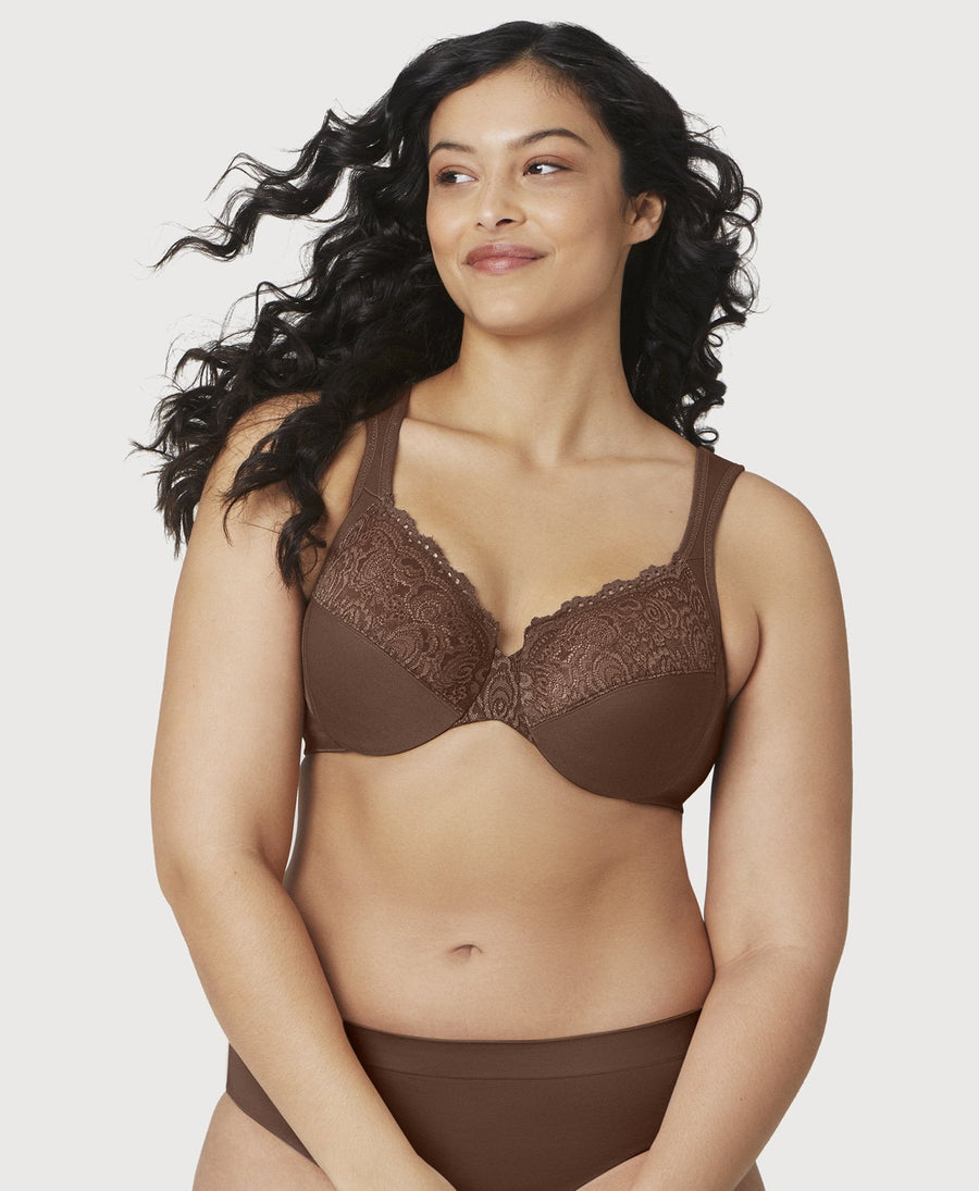 Glamorise Low Cut WonderWire Lace Bra - Mocha Bras 