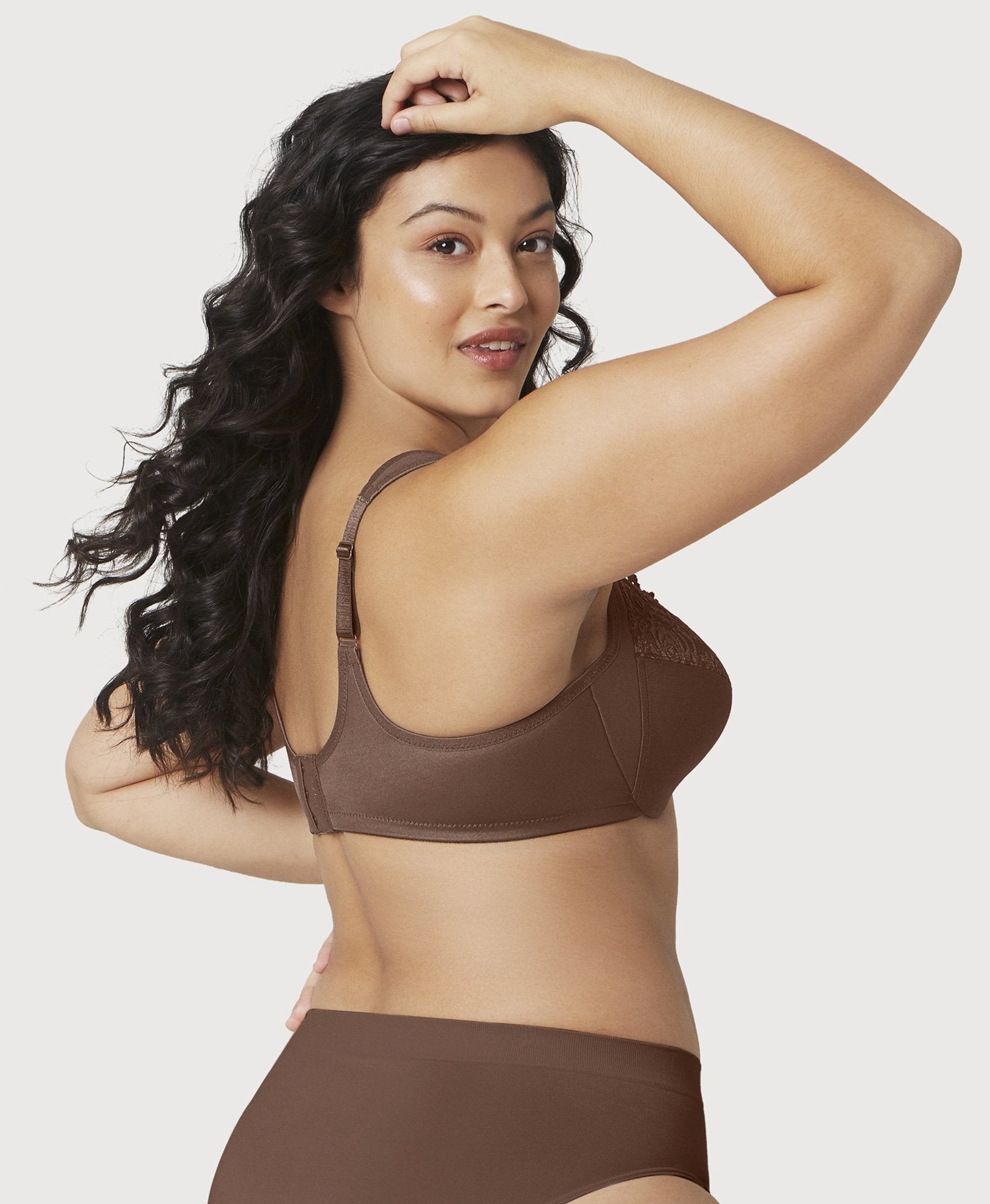 Glamorise Low Cut WonderWire Lace Bra - Mocha Bras