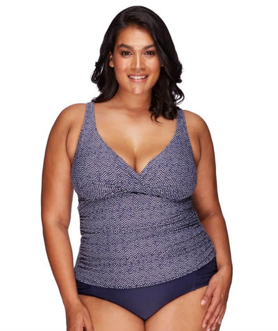 Artesands Zig Zag Delacroix Cross Front D-G Cup Tankini Top - Navy Swim 10