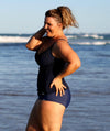 Capriosca Honey Comb Underwire Tankini Top Swimsuit - Navy Swim