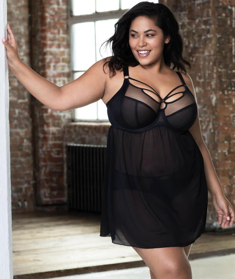 Elomi Sachi Black Underwired Babydoll - Black Bras