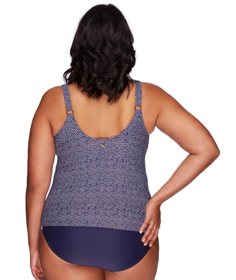 Artesands Zig Zag Delacroix Cross Front D-G Cup Tankini Top - Navy Swim