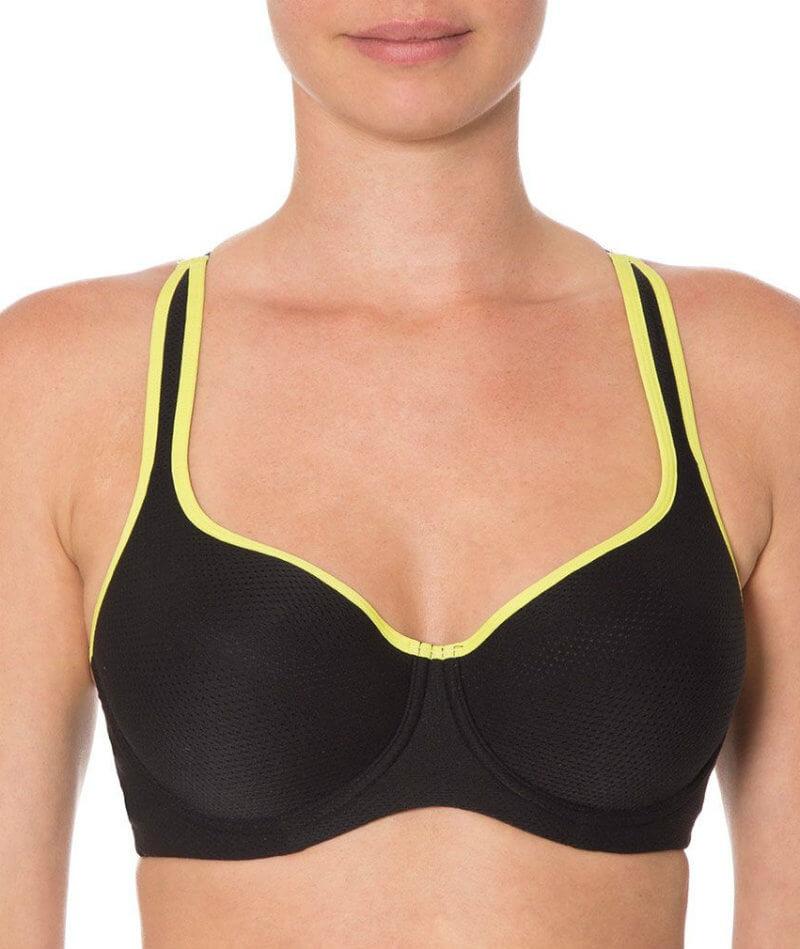 Triumph Triaction Racerback Sports Bra - Black/Green - Curvy