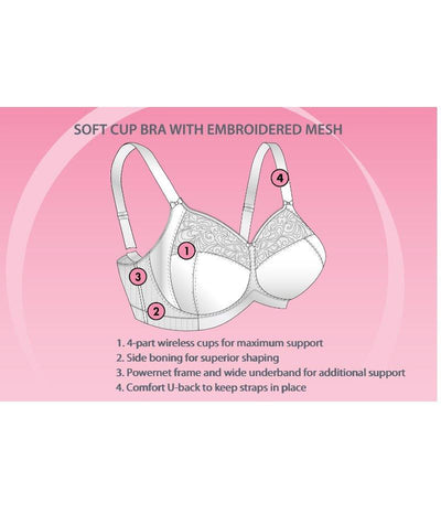 Exquisite Form Fully Soft Cup Bra With Embroidered Mesh - Nude Bras