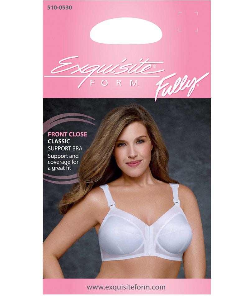 Exquisite Form Fully Front Close Wire-free Classic Support Bra - White -  Curvy Bras