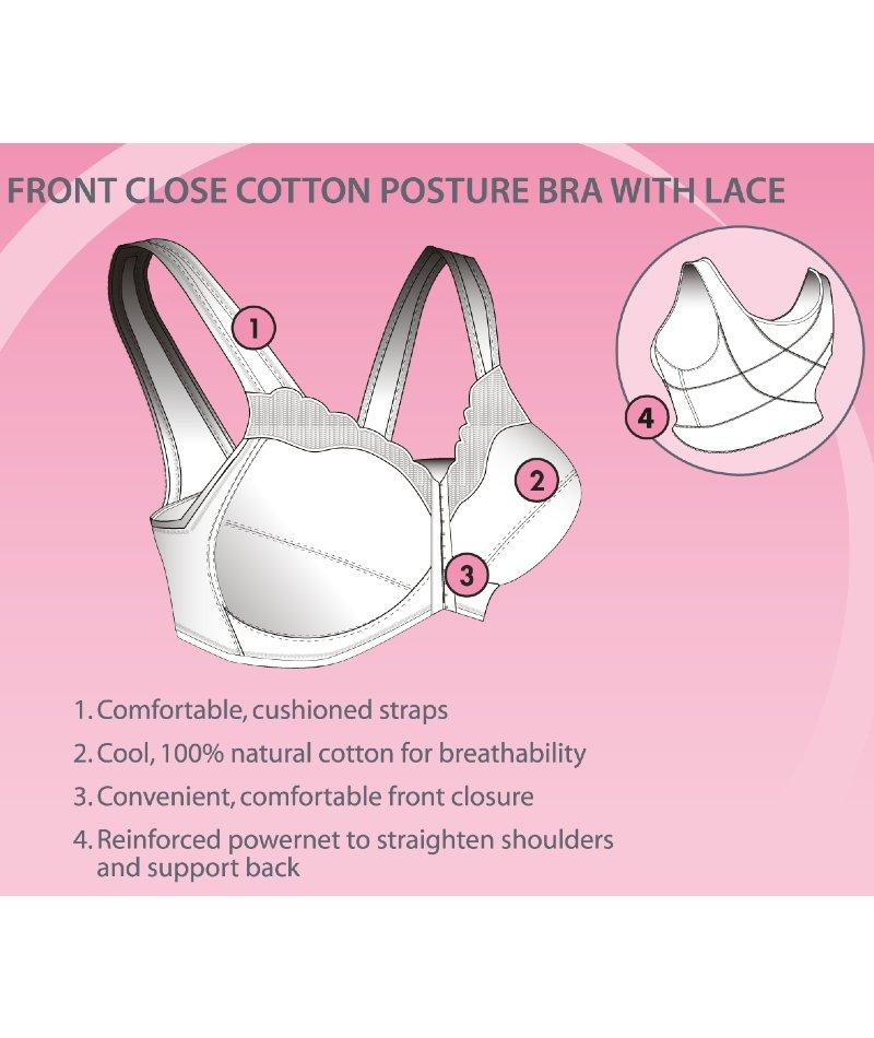 Non-wired front closure bra in antique white Ideal Posture