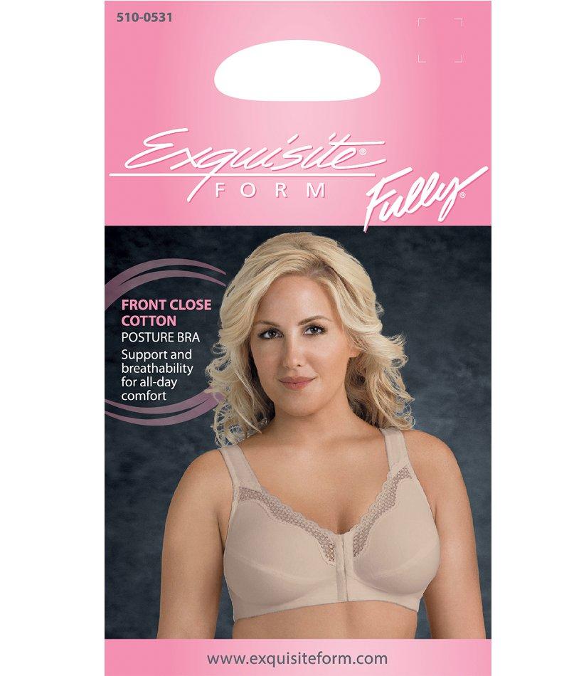Exquisite Form Fully Front Close Cotton Posture Bra With Lace - Nude Bras 