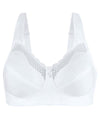 Exquisite Form Fully Cotton Soft Cup Wirefree Bra With Lace - White Bras