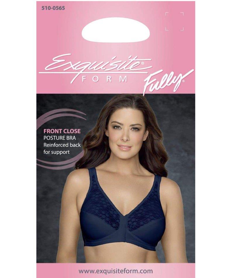 Exquisite Form Fully Front Close Wire-free Posture Bra With Lace - Navy Bras