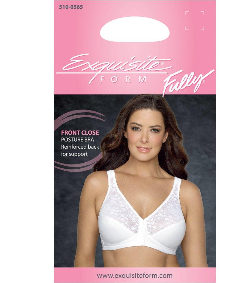 Collections Etc Front Hook Closure Exquisite Form Support Bra 40B White  Full Coverage Bras