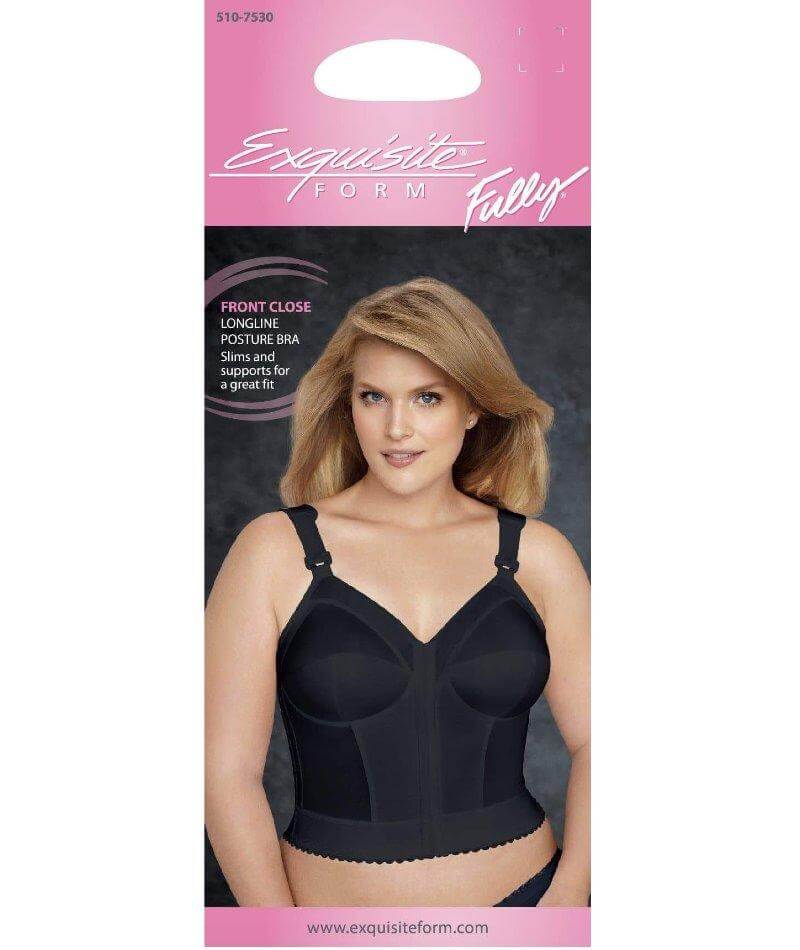 Exquisite Form Fully Front Close Longline Posture Bra - Black Bras