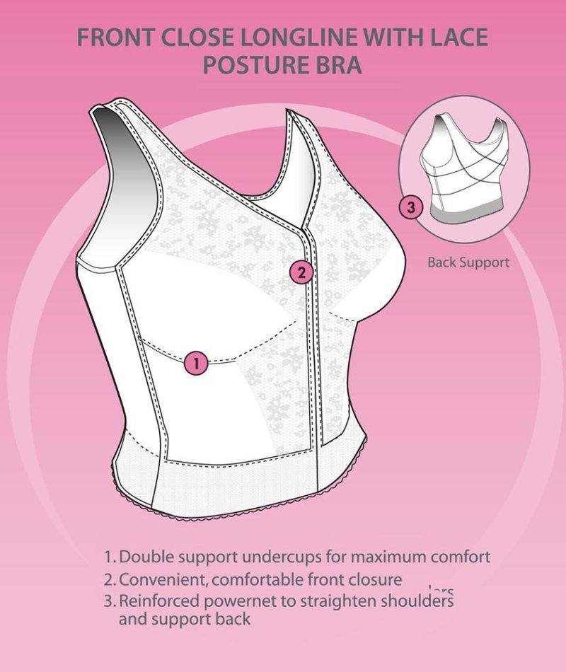 Women's Front Closure Posture Bra Full Coverage Back Support Comfy