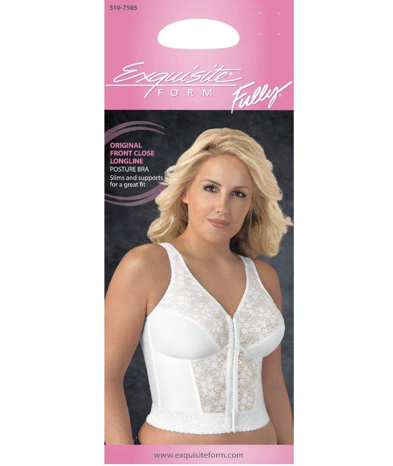 Exquisite Form Fully Front Close Wire-free Longline Posture with Lace Bra - White Bras