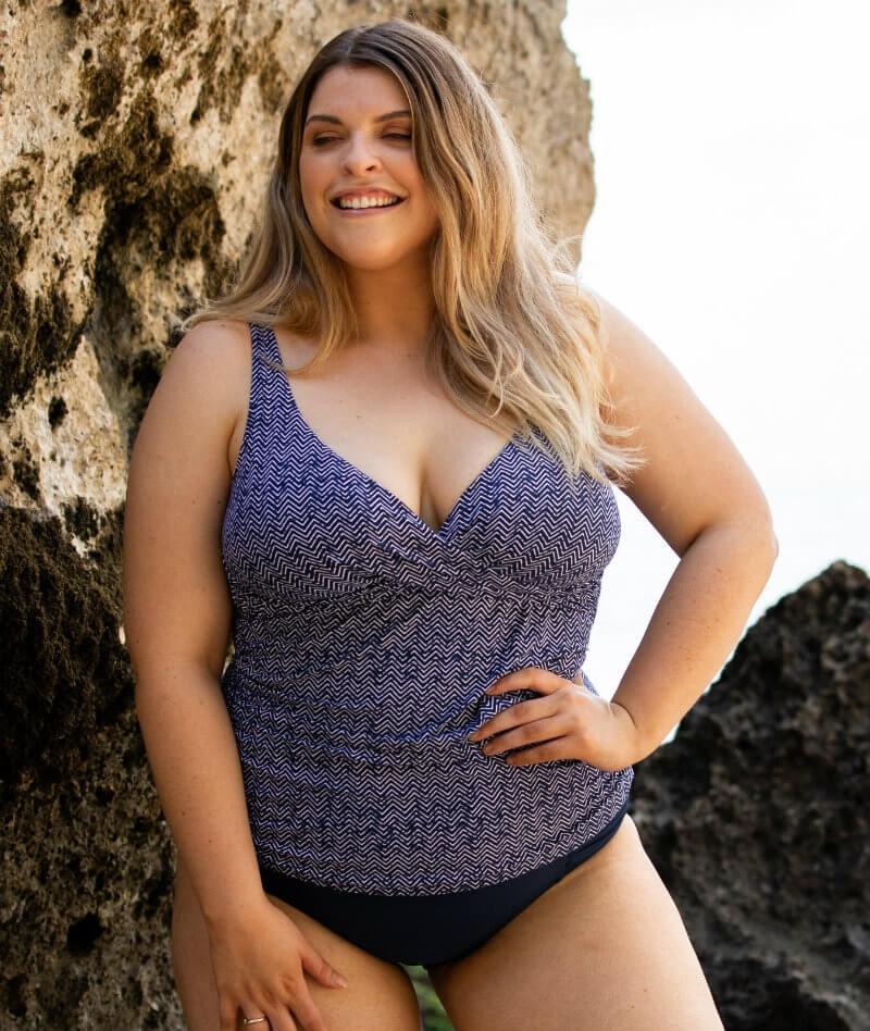 Artesands Zig Zag Delacroix Cross Front D-G Cup Tankini Top - Navy Swim