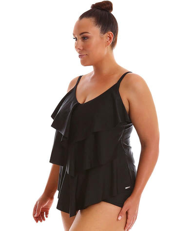 Capriosca 3 Tier Tankini Top - Black Swim