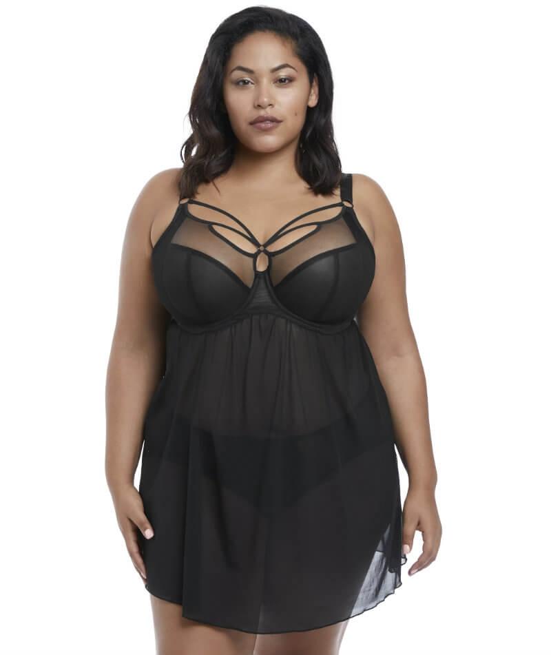 Elomi Sachi Black Underwired Babydoll - Black Bras 34I