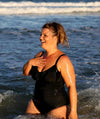 Capriosca Honey Comb Underwire Tankini Top Swimsuit - Black Swim