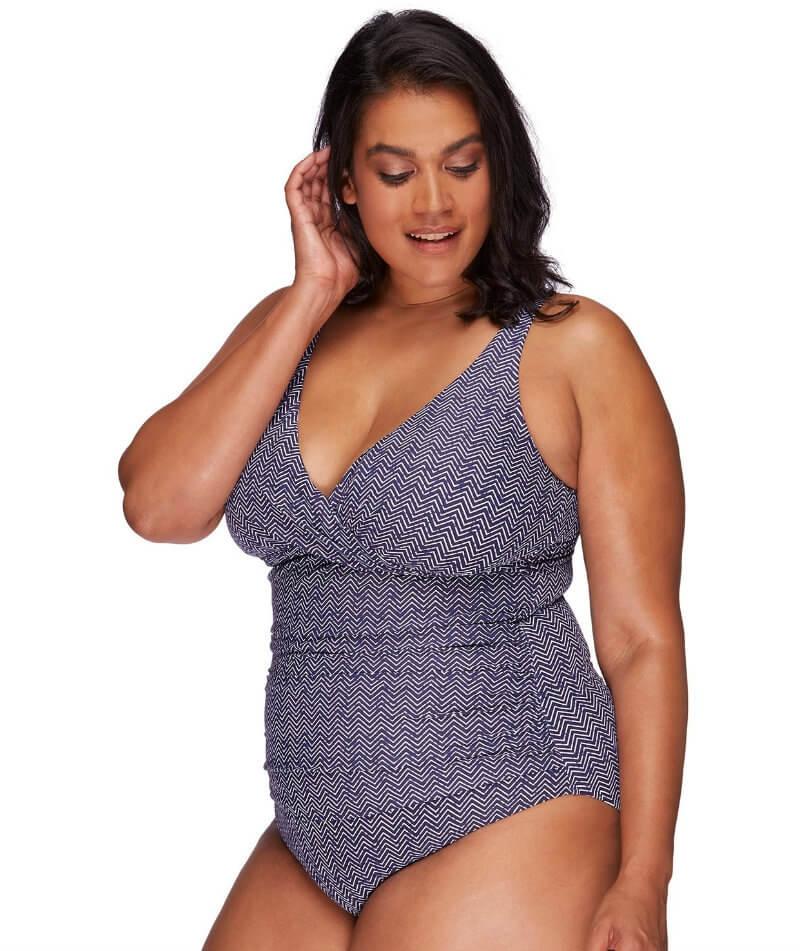 Artesands Zig Zag Delacroix Cross Front D-G Cup One Piece Swimsuit - Navy Swim